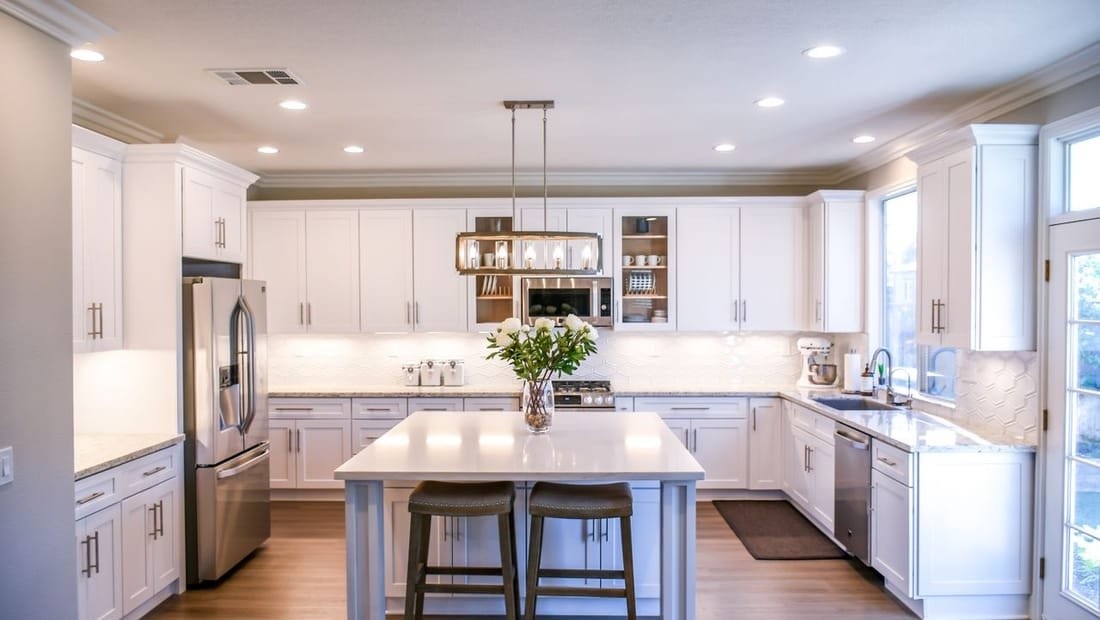 Bright modern kitchen photographed for a listing