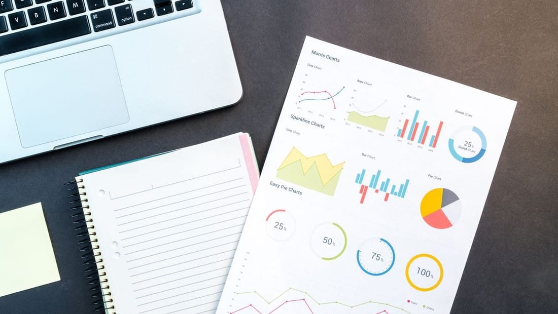 Marketing performance reports on a desk