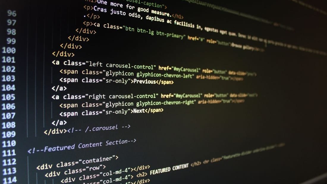 Website code shown on a screen